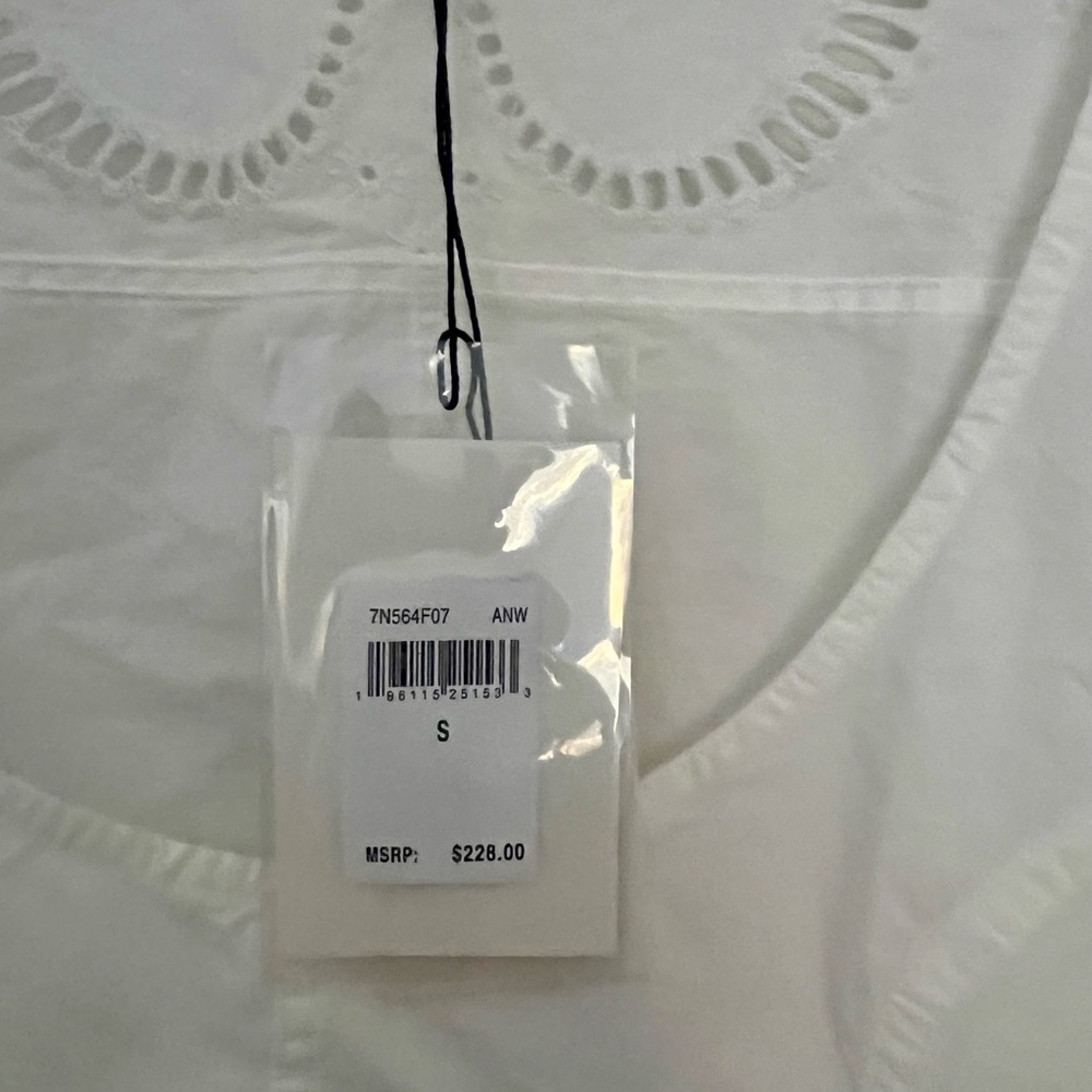 NWT 7 For All Mankind Women Cotton Balloon Sleeves Eyelet Top White Size S - Picture 6 of 15